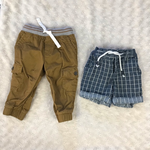 Cat & Jack Jogger Pants & Plaid Shorts 12 Months - Picture 2 of 5